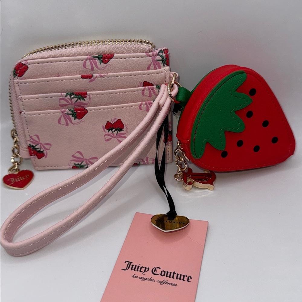 Juicy Couture Pink Strawberry Card Holder and Coin Purse Wristlet - Picture 4 of 4